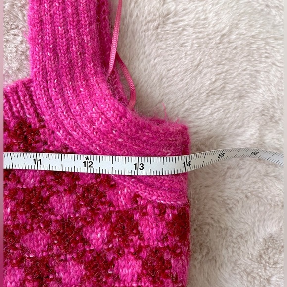 NWT Zara Pink Check Knit Wool Blend Crop Top Size S - Picture 10 of 12